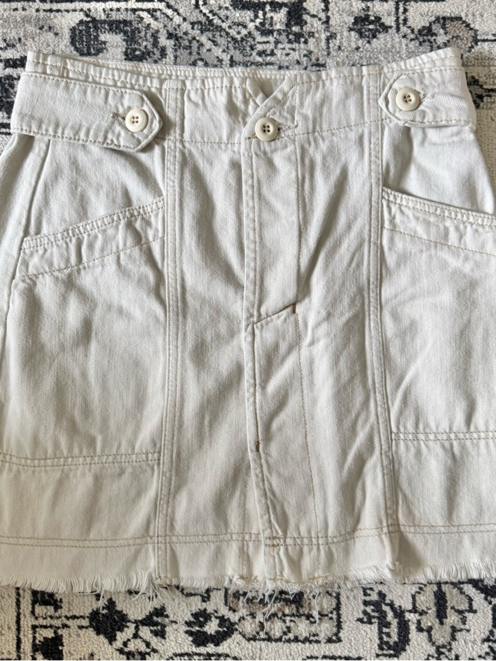 Free People alpha utility mini skirt 8 beige salt raw edge boho indie hippie
